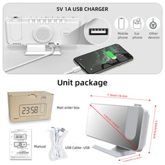 LED Electronic Projection Clock Large Screen Digital Alarm Clock Intelligent Luminous Clock for Home Bedroom Living Room