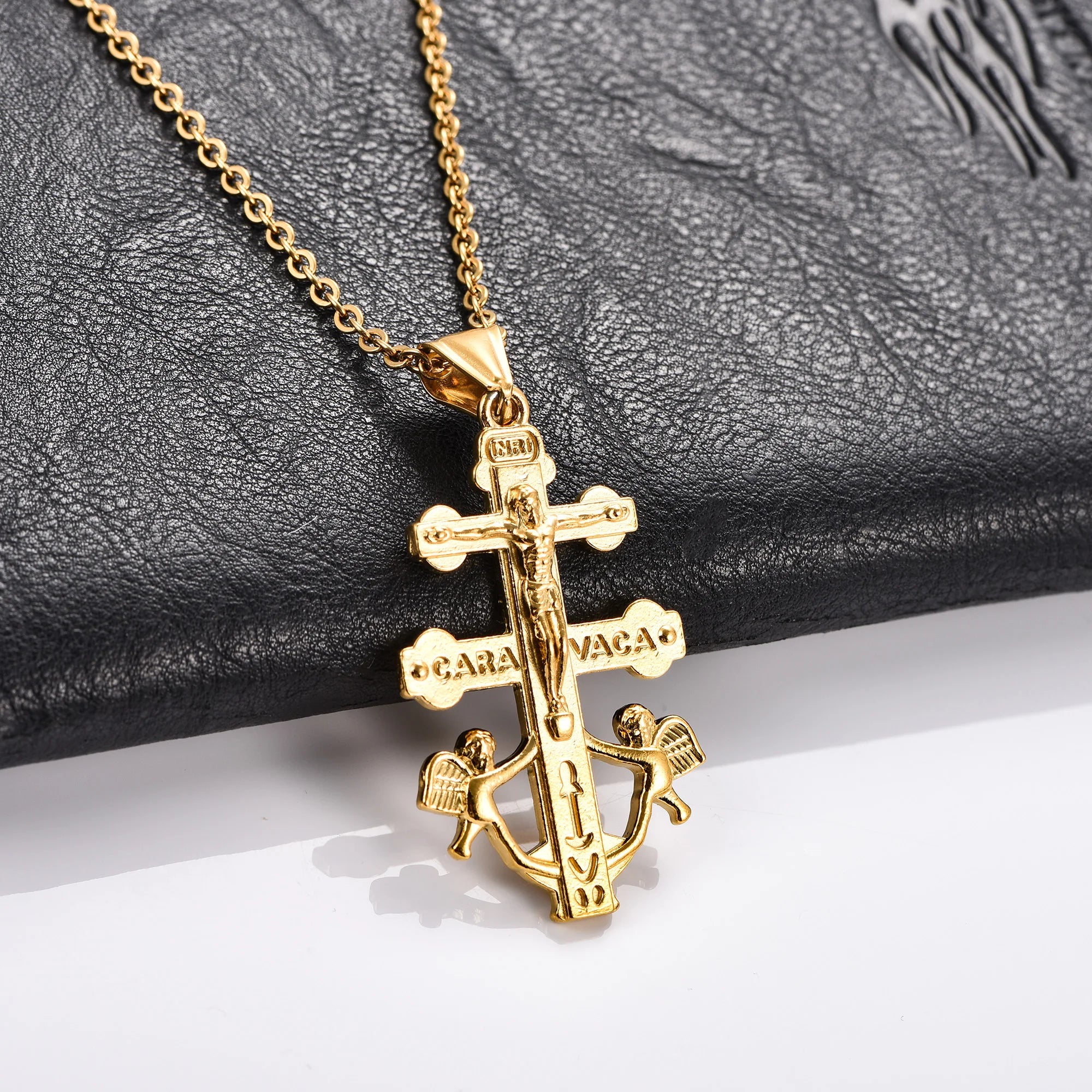 Religious Stainless Steel Cross Pendant Necklace for Women Men Charms for Chain Choker Christian Metal Jewelry Making Accessory