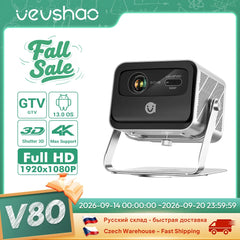 VEVSHAO V80 4K Projector Full HD1080P 2200 Anis Lumens Android 11.0 WiFi 6 Video Home Movie Theater Projectors with Base Stand
