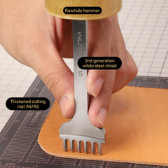 WUTA 1Set 4pcs Basic Leather Chisel Tool Diamond Pricking Iron Hole Punch Stitching Leather Craft tools 3/4/5/6mm 1-2-4-6 teeth