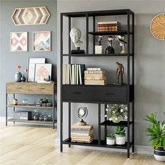 Extra Large Vintage Industrial Bookcase Tall Shelf Metal Kitchen Display Cabinets Display Unit with Cabinet and Drawer Kitchen Open Display Kitchen & Dining Furniture Office Furniture
