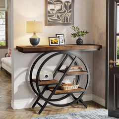 Tribesigns Console Table, 39.4-Inch Entryway Table with Thickened Tabletop, 4- Tier Industrial Narrow Hallway Sofa Table Living Room Furniture