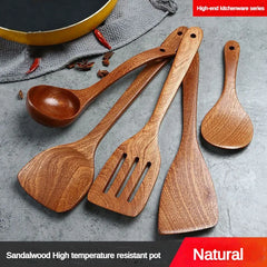 Wooden Spatula Wooden Spoon Frying Spatula Solid Wood High Temperature Resistant Soup Spoon No Paint No Wax Natural Material Kitchen Tools, Cooking Utensils
