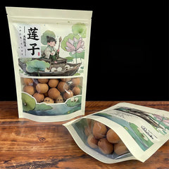New White Lotus Seeds Self-Standing Bag Food Grade Window 500g One Pound Dry Lotus Seeds Sealed Bag Colorful Printing Packaging