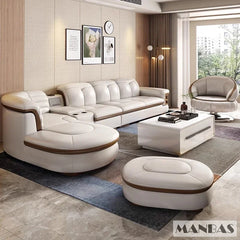Luxury L-Shaped Leather Corner Sofa – Living Room Furniture