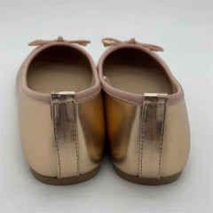 Eilyken Gold Silver Elegant Bowknot Round Toe Women's Flat Comfort Slip-On Ladies Ballerina Single Mules Flat Shoes