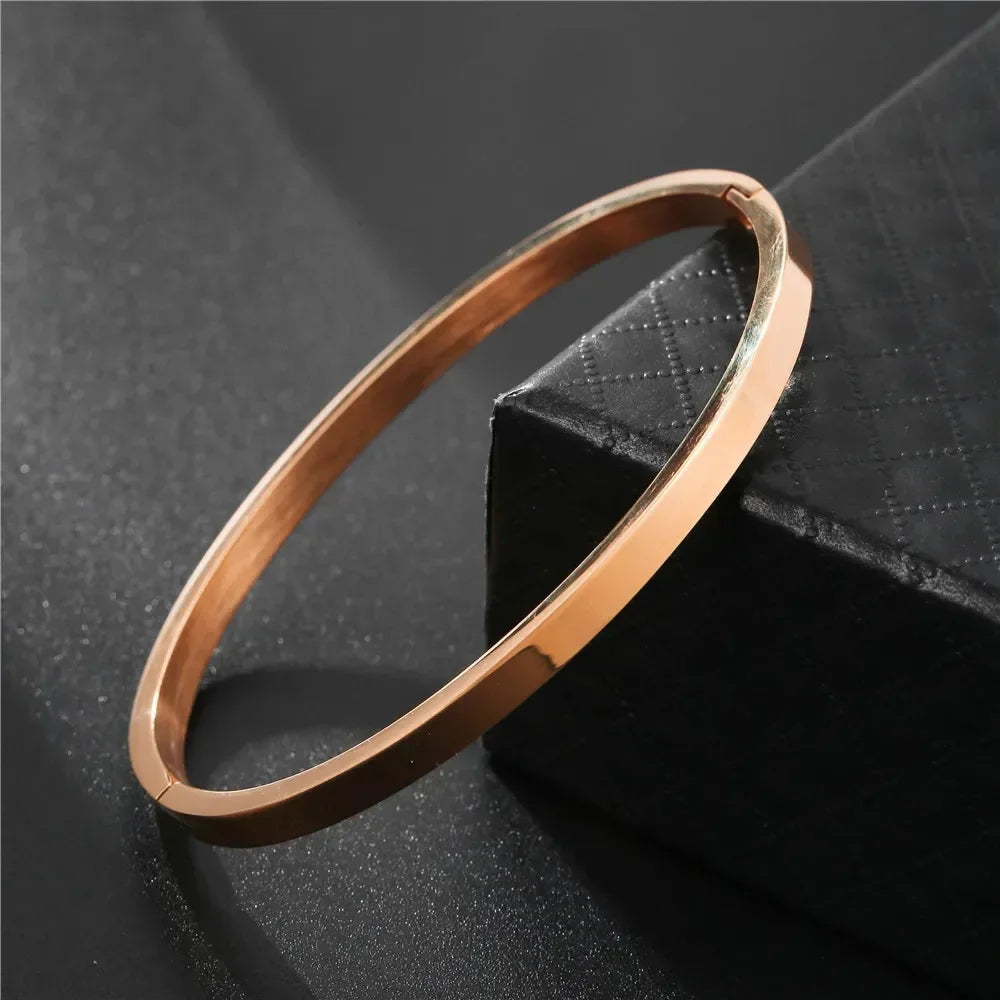 Men Bracelets Fashion Cuff Bracelets Bangles Women Stainless Steel Gold Color Silver Color Black Bangle  Bracelet Luxury Jewelry