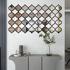 Modern Gourd-Shaped Mirror Acrylic Sticker Wall Cafe Restaurant Decor Boho Lantern shaped Wall Sticker Home Bedroom Living Decor