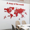 World Map Wall Mirror Stickers DIY 3D Acrylic Wall Stickers Bedroom Office Background Wall Decoration Stickers Large Size - Red / M  120cmx60cm