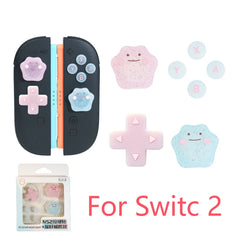 Cute Bling Silicone Soft D-pad Button ABXY Key Sticker Skin Case For Switch 2/NS Oled Joy-con Thumb Stick Grip Cap Cover