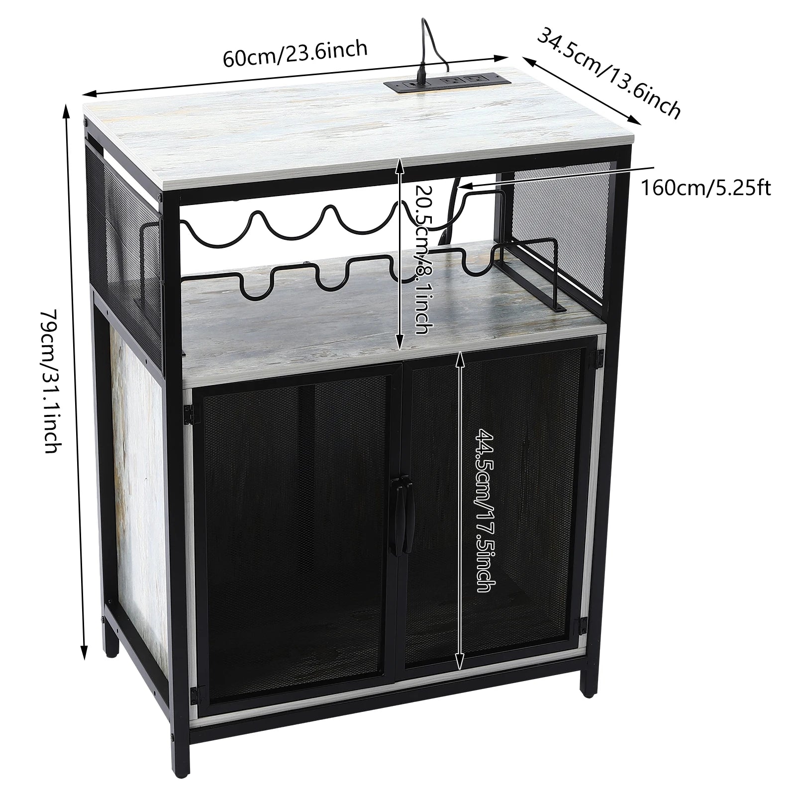 RGB Wine Bar Cabinet FreeStanding Liquor Storage Cabinet Alcohol Display Cabinet with Glass Holder & Outlet Kitchen & Dining Furniture