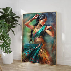 Indian Woman Folk Dance Poster Ethnic Girls Canvas Painting Print Wall Art Pictures for Living Room Home Decor Cuadros