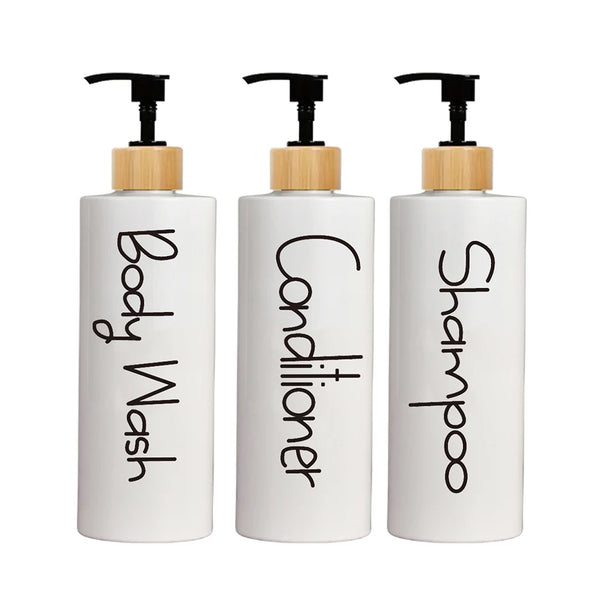3PCS Bathroom Soap Dispenser Reusable Hand Pump Dispenser Bottle Bathroom Shower Gel Shampoo Refillable Bottle Container