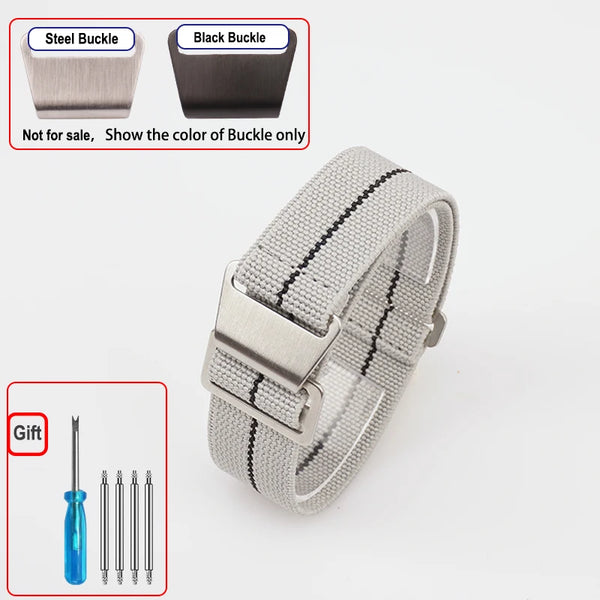 60s French Troops Parachute Bag Elastic Watch Strap 18 20mm 22mm Nylon Watchbands Man's Universal Ballistic Fabric Wristband