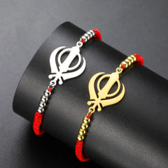 Lucktune Khanda Sikh Faith Bracelet for Women Men Stainless Steel Vintage Indian Sword Lucky Bracelet Spiritual Jewelry Gift