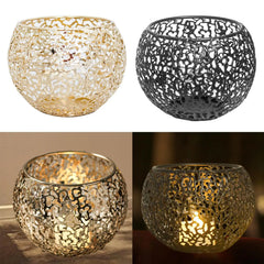 Tea Light Candle Holder Votive Romantic Geometric Iron Candelabra for Living Room Bedroom Bar Wedding Valentines Day Decor