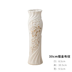 Modern Ceramic Flower Vase 48cm Large Floor Standing Golden Water-Filled European Style Living Room Decorative Flower Pot