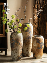 Large Size Ceramic Flower Vase Rural Style Standing Flower Pot Home Decorative Accessories for Living Room Bedroom Dining Table
