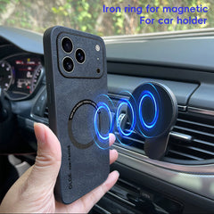 For Magsafe Leather Shockproof Phone Cases For iPhone 17 16 15 14 13 12 11 Pro Max 16e Plus Air Magnetic Wireless Charging Cover
