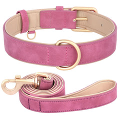 Soft Padded Dog Collar Leash Set PU Leather Pet Dog Collars With Walking Lead Rope Adjustable For Small Medium Dogs Pug Pet Shop