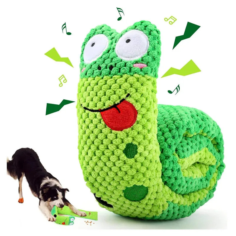 Dog Puzzle Feeder Interactive Toy Indestructible Plush Sound Squeak Puppy Toys For Resistant Foldable Snail Dogs Pet Supplies Pet Shop