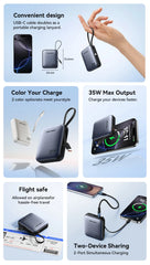 Vention 35W Mini Power Bank PD Fast Charge 10000mAh Portable PowerBank for iPhone 17 16 Pro Samsung S25 External Battery Charger