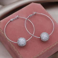 Real Gold Plated Zircon Bead Earrings – Luxury Women’s Party Jewelry