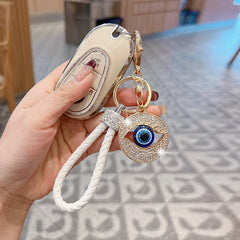 Creative Demon Eye Car Keychain Personalized Blue Eye Bag Pendant Handmade Braided Rope Key Ring Accessories