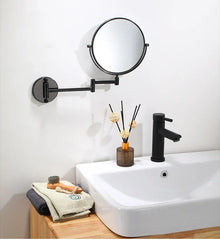 Dressing Mirror Wall Mounted 8 Inch Magnifying Two-sides Mirror Space Aluminum Black  Makeup Mirror Cosmetic Lady Gift