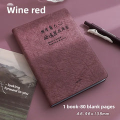 No Anxiety Pleated Leather Face Book A6 Blank Thickened Pocket Notebook Stamp Collection Diary Travel Stamp Book