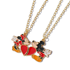 Couple's Stitch Heart Necklace - Gold & Silver Angel And Stitch Cute Style Jewelry Pendant Gift for Girls