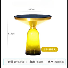 German Design Living Room Bedside Table, Sofa Side Table, Coffee Table, Indoor Round Glass, Nordic Light Luxury Coffee Table Bedroom Furniture