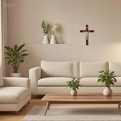 7.8 Inch Wooden Catholic Cross Wall Decor Handcrafted Wood Cross for Home Desktop and Wall Decoration Religious Gift