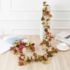 2.2 Meters Rose Artificial Flowers Christmas Garland for Wedding Home Room Decoration Spring Autumn Garden DIY Fake Plant Vine