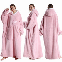Extra Long Hooded Wearable Blanket – Cozy Flannel TV Throw