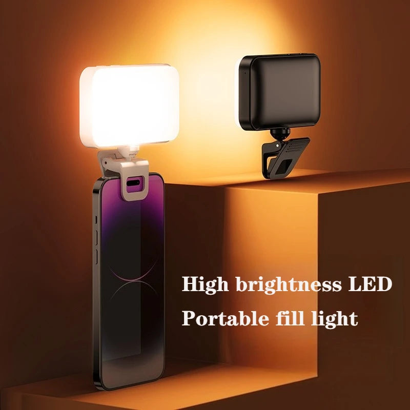Portable Mini Selfie Fill Light Rechargeable 3 Modes Adjustable Brightness Clip On For Mobile Phone Make Up Computer Fill Light