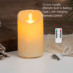Remote LED Pillar Candle USB-C Rechargeable Atmosphere Light & Timer For Wedding Party Yellow LED Bedside Night Lamp Tealight