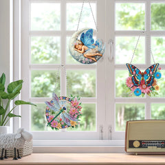 3-Piece 2D DIY Diamond Painting Pendant Set – Home & Window Decor