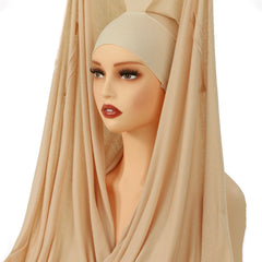 Instant Chiffon Hijab with Magnetic Buckle – Solid Color Scarf