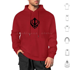 Khanda Hoodie Cotton Long Sleeve Khanda Sikhi Sikh Sikhism Religion Religious Punjab Punjabi Singh Kaur Sikh Symbol