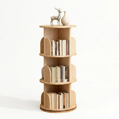 Rotating Bookshelf, Round 360° Revolving Bookcase, Rotating Bookshelves Tower with 4 Castors, Corner Shelf Book Storage Rack Office Furniture