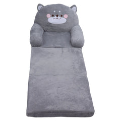Kids Chair Kids Corner Sofa Cartoon Gray Foldable Wide Handle Soft Breathable Toddler Chair for Reading Relaxing Sleeping Living Room Furniture