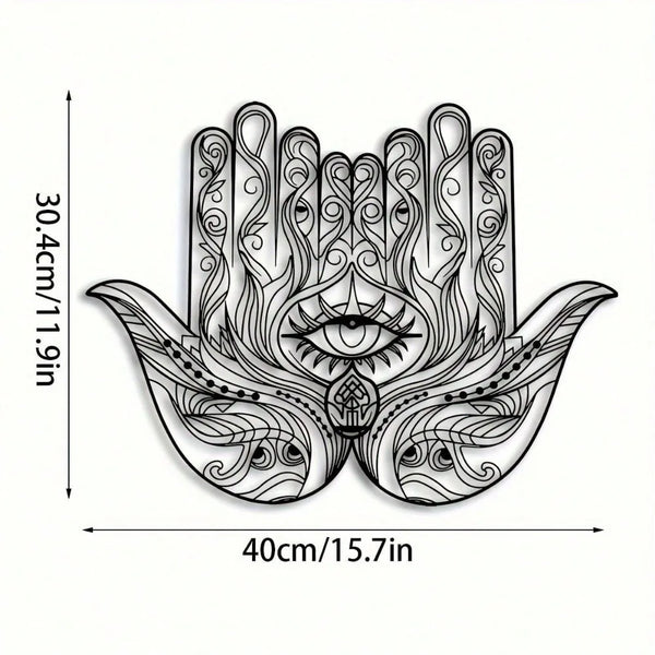Hamsa Hand Wall Decor Metal Sculpture Evil Eye Spiritual Art Deco Rustproof Home