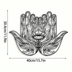Hamsa Hand Wall Decor Metal Sculpture Evil Eye Spiritual Art Deco Rustproof Home