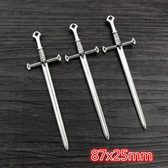 10pcs/lot Antique Silver Plated Sword Blade Charms Pedants DIY Jewelry Making Accessories for Necklace Craft Findings