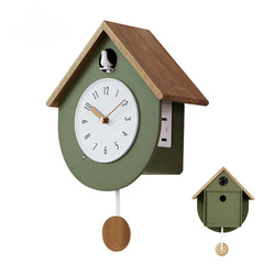 Solid Wood Cuckoo Wall Clock Living Room Watches Wall Decor Creative Retro Pendulum Clocks Sun Brand Movement Home Decoration