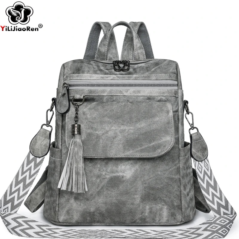 Ladies Daypacks Fashion Backpacks Women Big Travel Bagpack Large School Bags for Girls Solid Color Leather Rucksacks Female