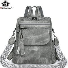 Ladies Daypacks Fashion Backpacks Women Big Travel Bagpack Large School Bags for Girls Solid Color Leather Rucksacks Female