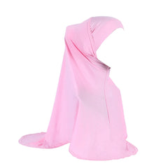 Women 2 Piece Solid Color Amira Jersey Muslim Hijab Soft Stretch Head Scarf with Tube Inner Underscarf Cap Hood Prayer Turbante