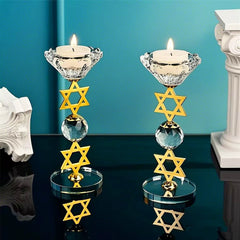 Hexagram Crystal Candle Holder Sacred Geometry Altar Stand for Meditation Yoga Healing Witchcraft Decor